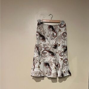 Two Star Dog Women's MIDI Tiered Paisley Linen Cotton Blend Skirt Made In USA Sm